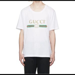 Gucci mens tee shirt, distressed style with flower on back. 100% authentic